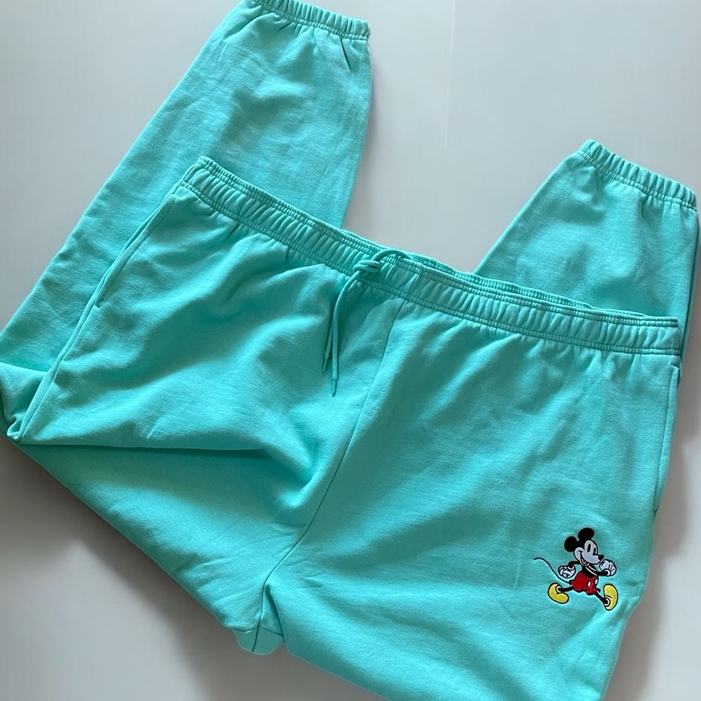 Disney Parks Mint Green Mickey Jogger Pants Women’s Sz 3X Drawstring Pockets